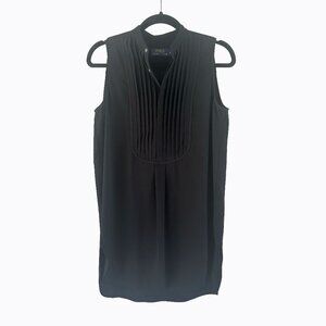 Polo Ralph Lauren Black Pleated Tuxedo Tunic Top Sz2 Timeless Classic Y2K Office